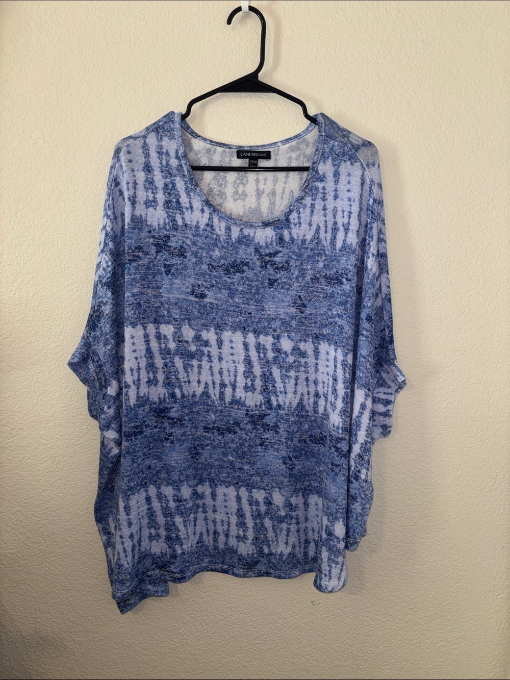 Lane Bryant Blue Tie-Dye Dolman Sleeve Tunic
